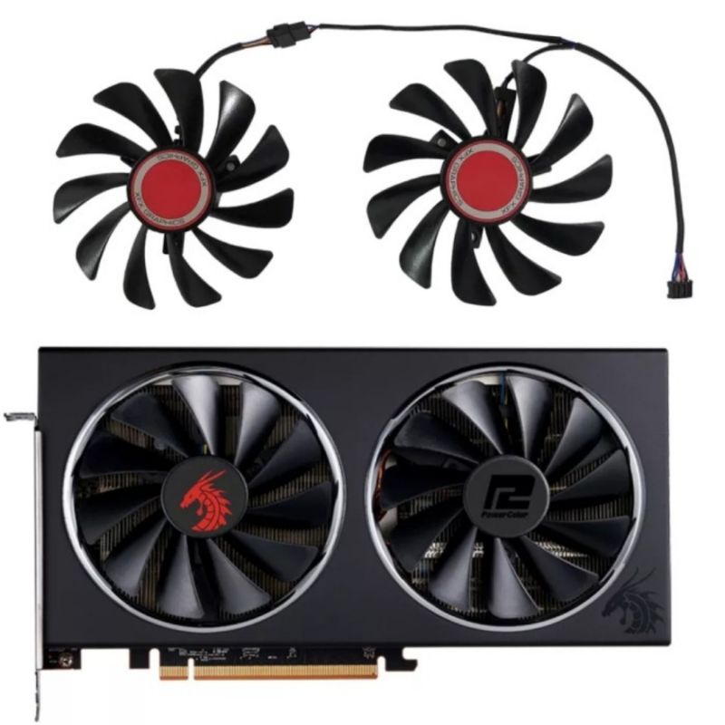 Jual Fan PowerColor Red dragon Rx 5700 Xt 95mm 4pin DIY oem Replecment ...