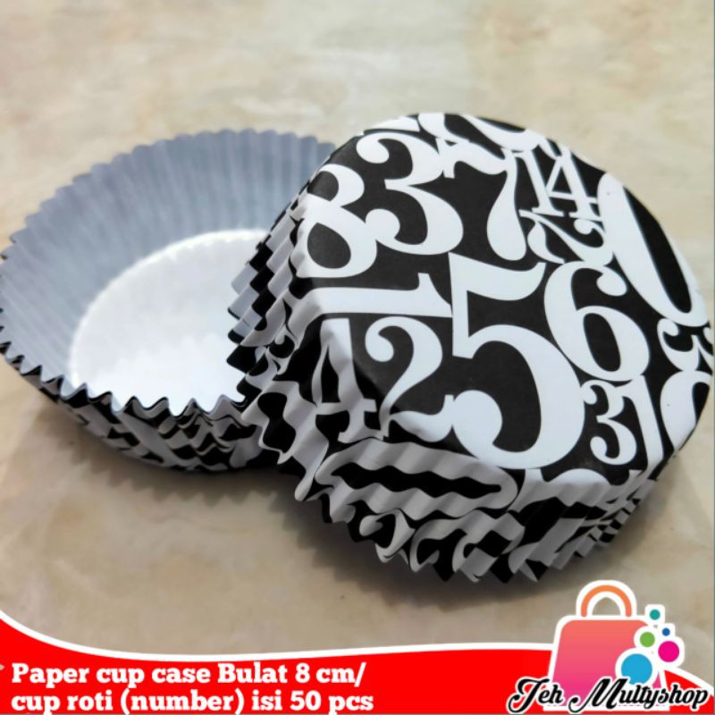 Jual Paper cup case Bulat 8 cm/ cup roti (number) isi 50 pcs | Shopee ...