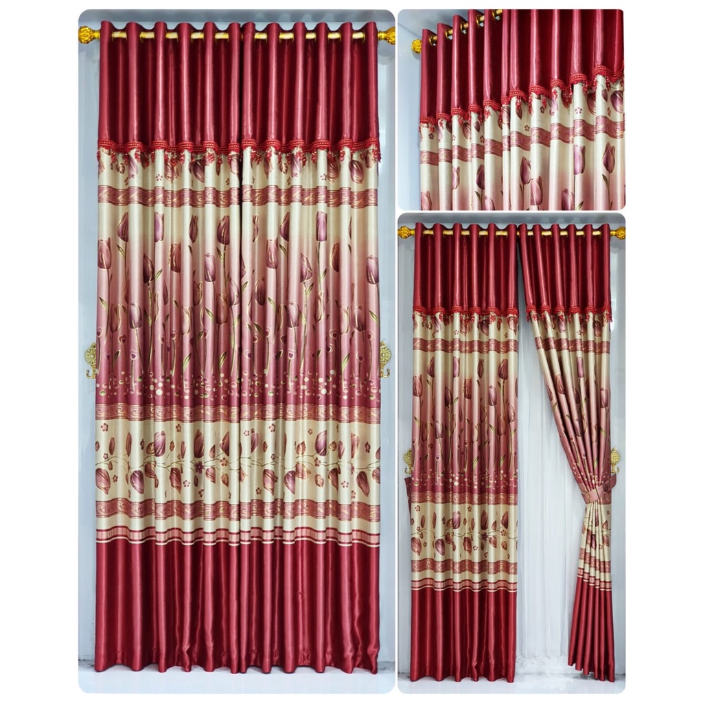 Jual Gorden Jendela Premium Tebal Aesthetic Bunga Tulip Poni Mewah ...