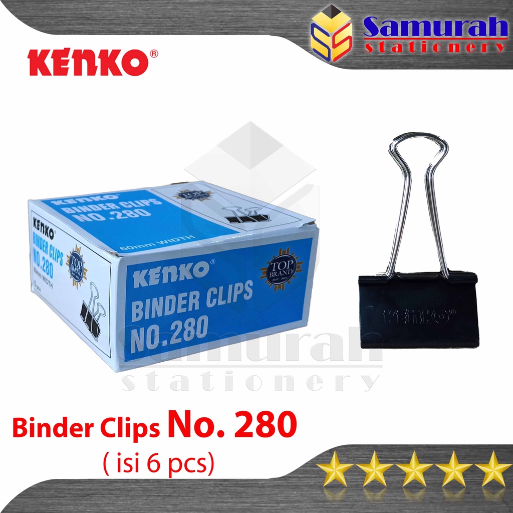 Jual Binder Clips No 280 Kenko Clip Hitam Tebal Klip Jepit Kertas