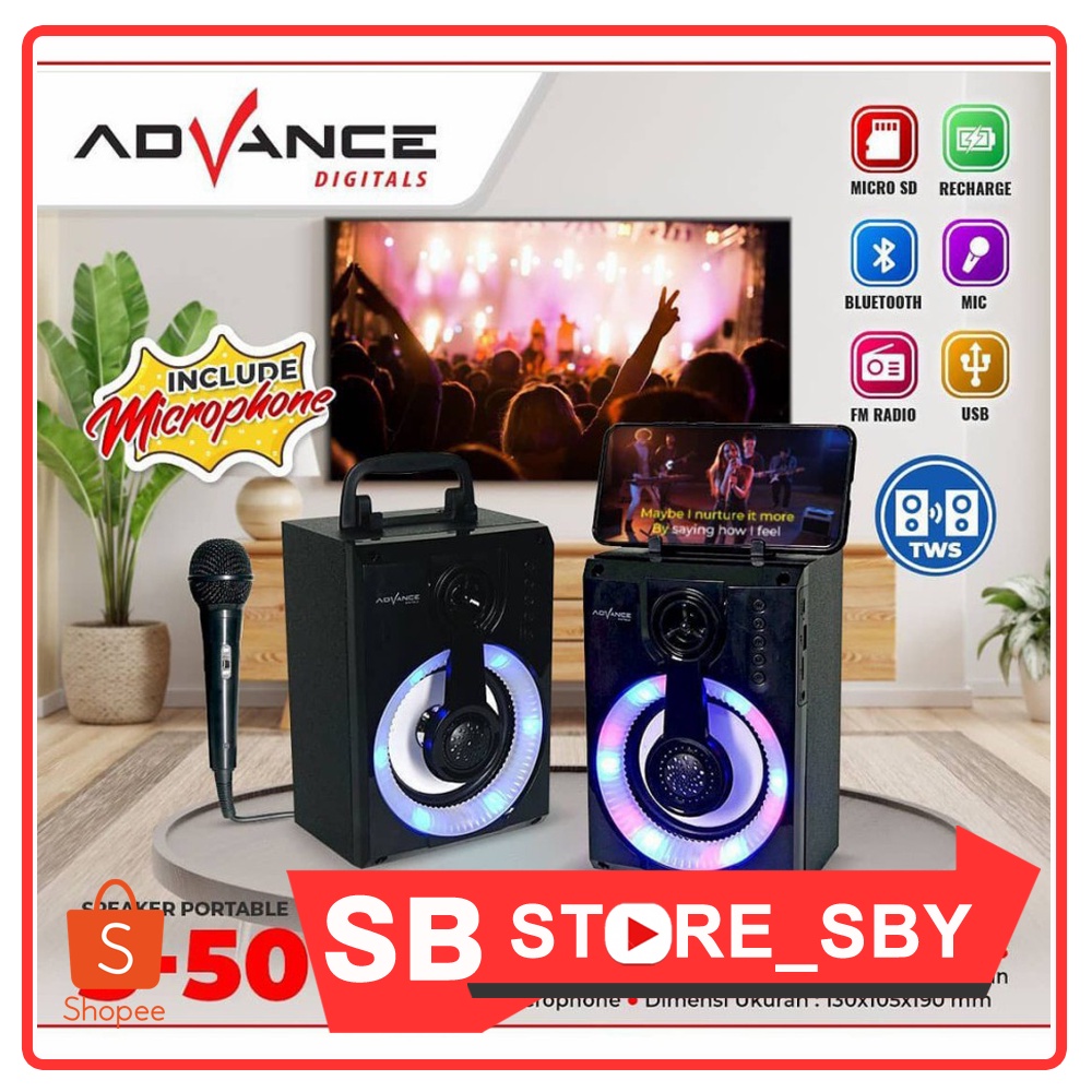Jual Speaker Advance Bluetooth Music Box & Karaoke S50 4inch Shopee