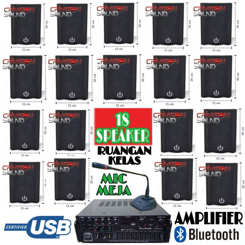 Jual PAKET SPEAKER RUANGAN SEKOLAH 18 TITIK BUAT PANGGILAN /AMPLI +MIC