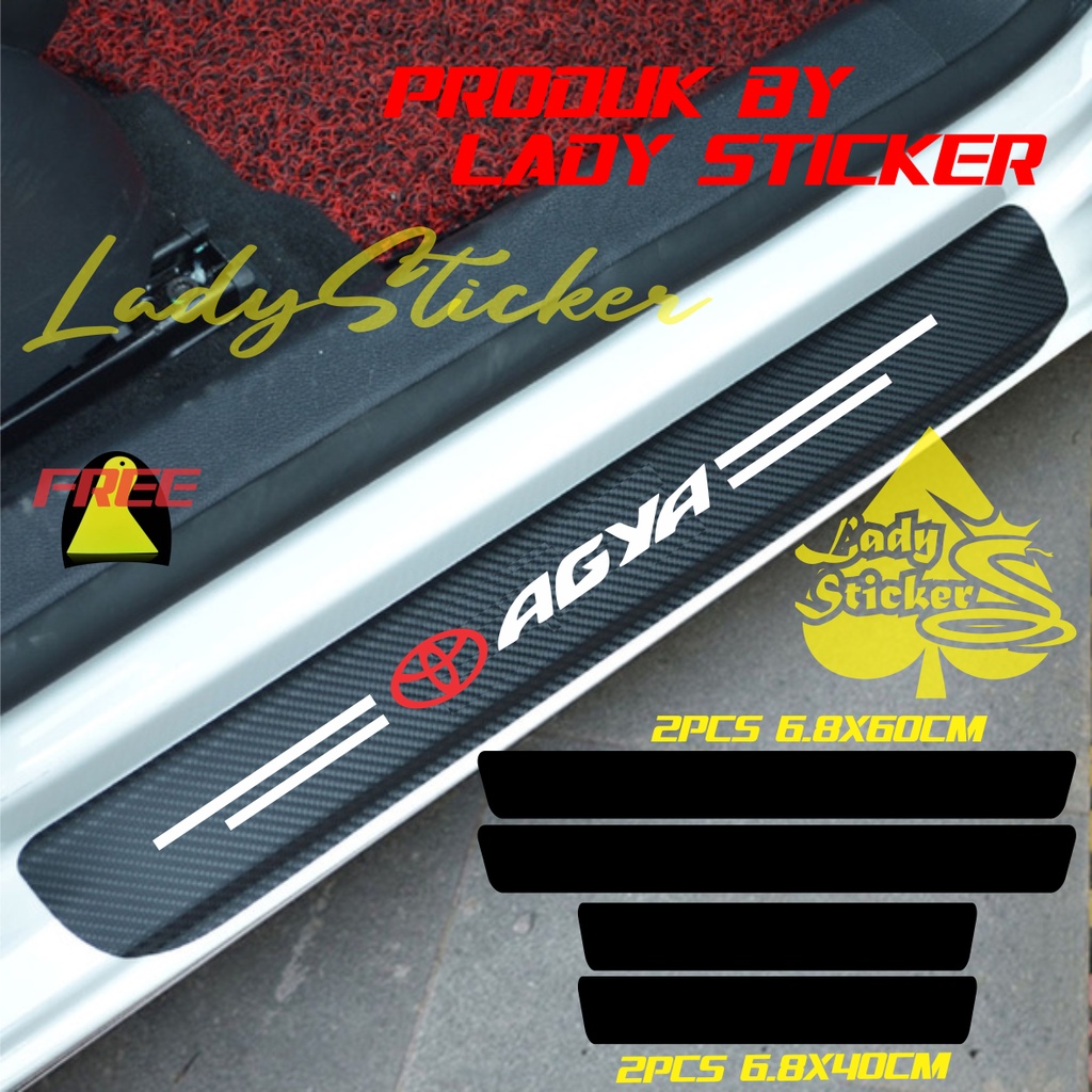 CARBON 3D MOBIL AGYA STICKER SILL PLATE CARBON 3D PIJAKAN BUMPER BAGAS