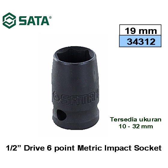 Jual SATA 34312 Kunci Shock Mata Sok Socket Impact 1/2 Inch 19 mm ...
