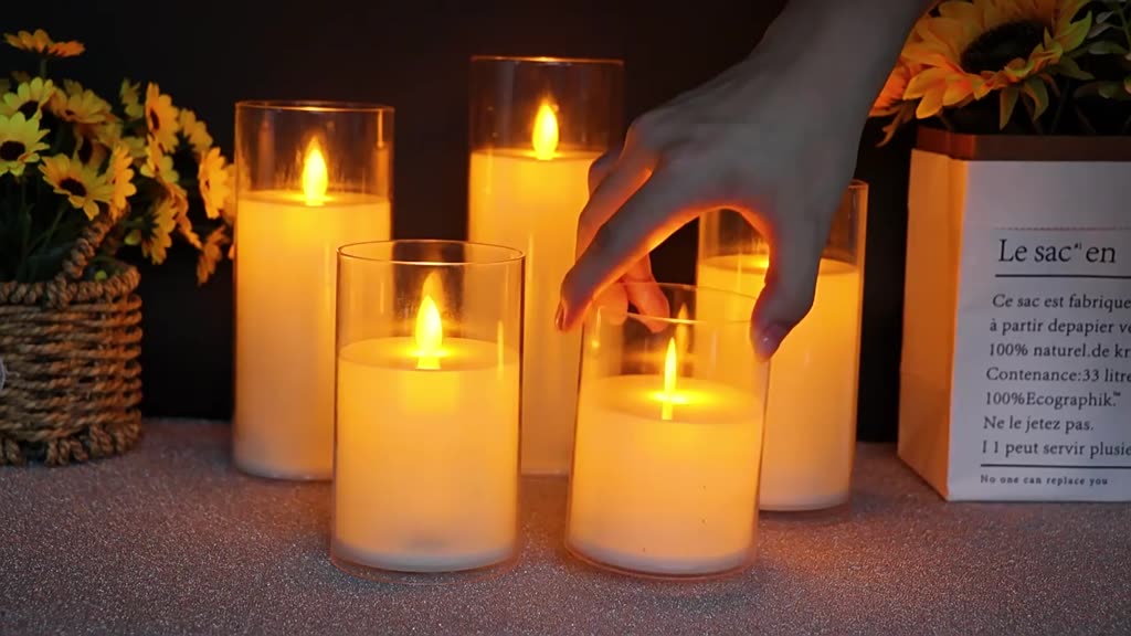 Lilin LED Dekorasi / Lilin LED Premium / Sumbu Goyang Gelas Akrilik