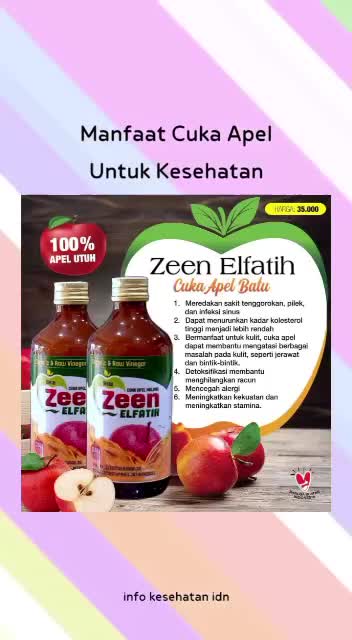 Jual Cuka Apel Zeen Elfatih Ml Apple Cider Vinegar Premium Cuka Apel