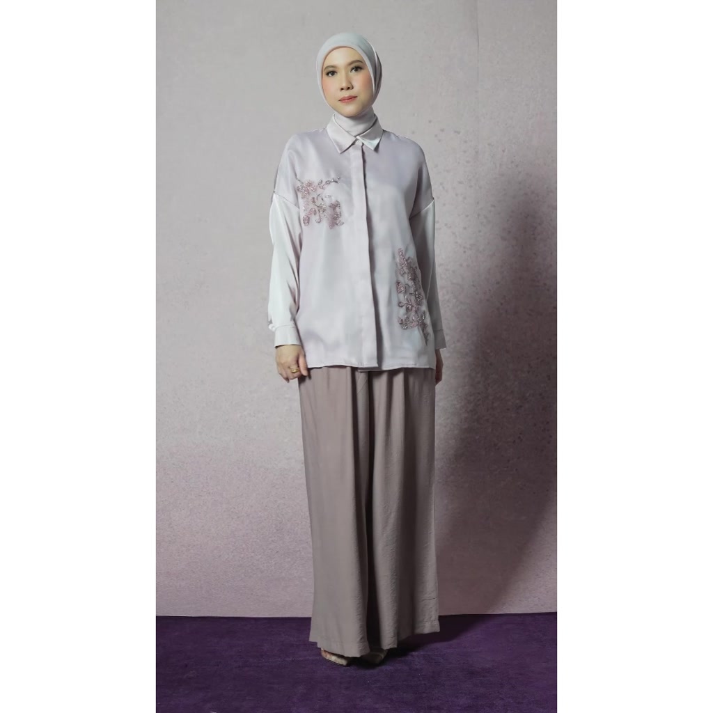 HijabChic x Tiqasya Alice Embroidery Pale Mauve Top
