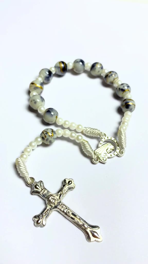 Rosario Mini Marmer Bercorak Emas - Rosario Souvenir Pernikahan Katolik 2