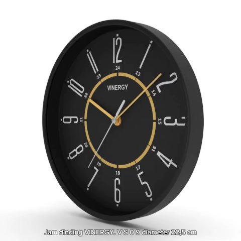 Jam Dinding Vinergy VS 09 Sweep Silent Kaca Krystal Diameter 22.5cm 225mm