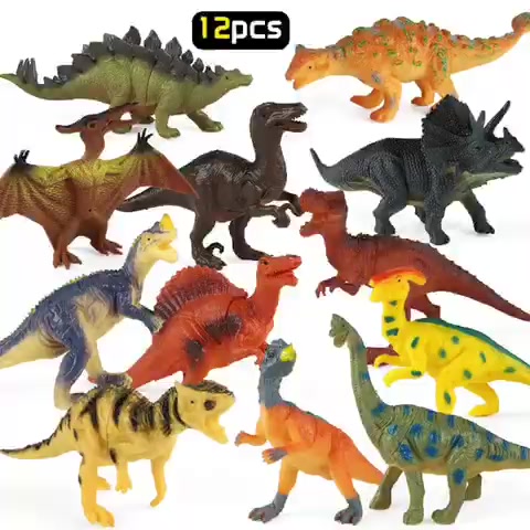 Dinosaurus Karet Mainan Edukasi Anak Laki Laki Perempuan Figure Dino Koleksi Play Set Isi 12 Pcs