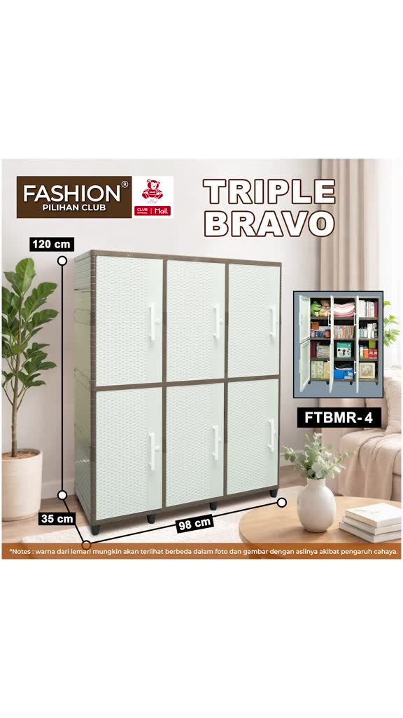 CLUB Fashion Triple Bravo Modern Rattan - Lemari Pakaian Pla
