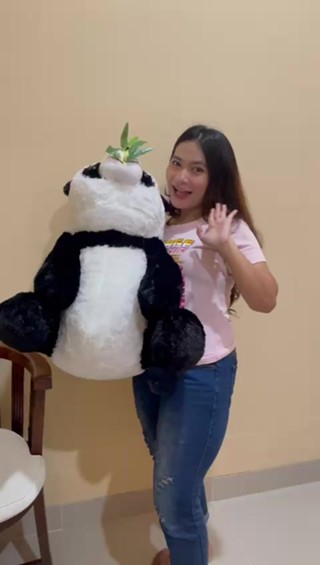 Jual Boneka panda jumbo panda duduk makan rumput | Shopee Indonesia