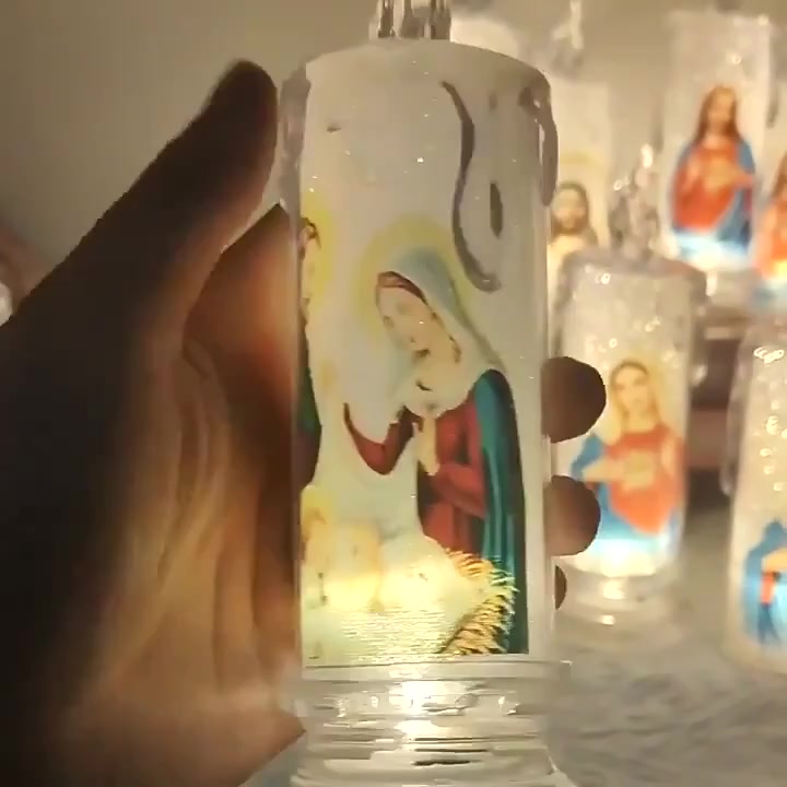 Lilin LED Smokeless Gambar Rohani Leleh 15cm 20cm Candle Light 2