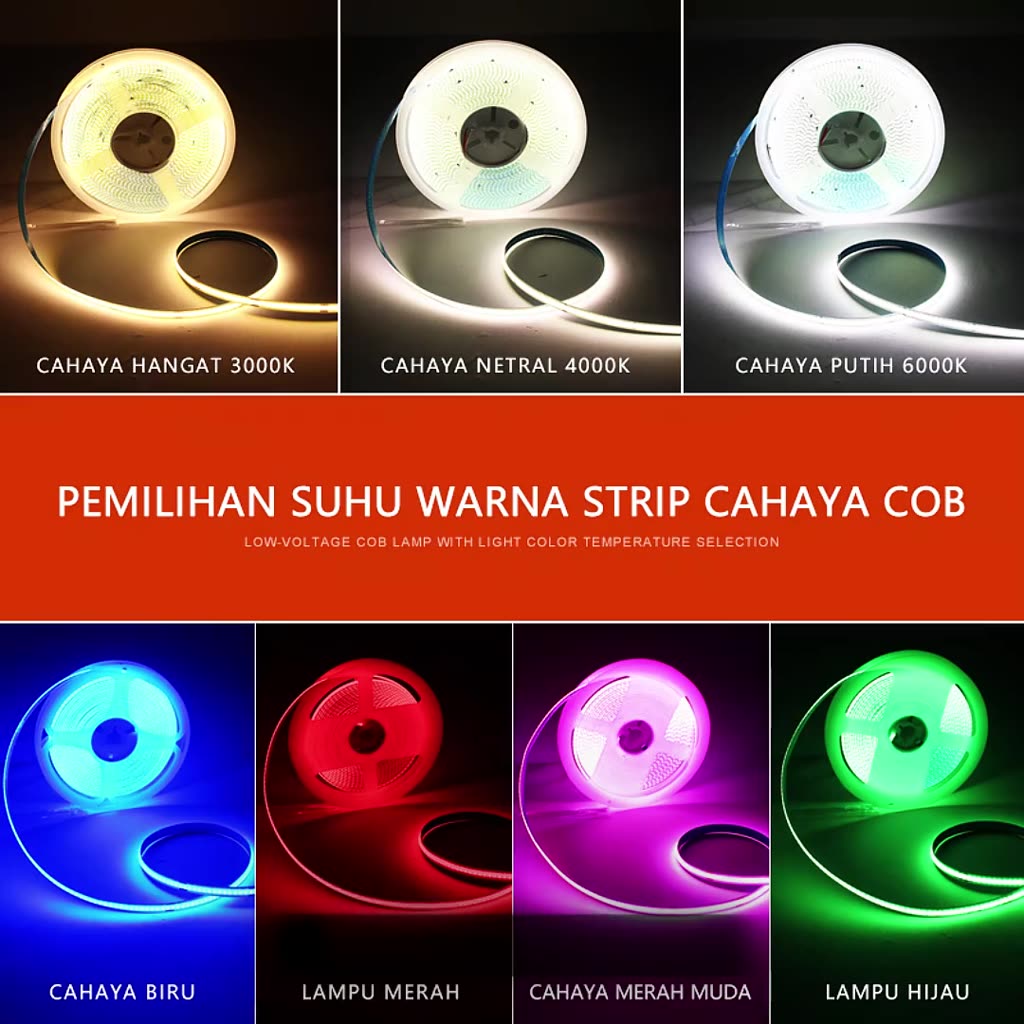Jual Strip lampu LED COB12V Lampu LED strip lampu ruangan COB kecerahan ...
