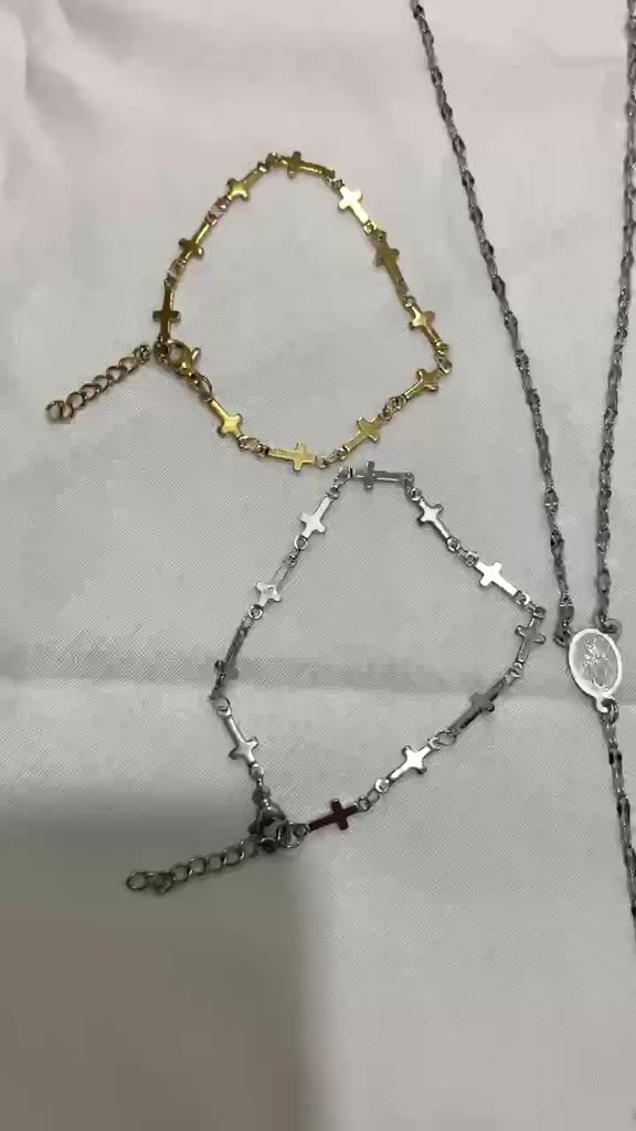 Set Gelang Dan Kalung Rosario Unisex Titanium Lapis Emas Asli Anti Karat 2