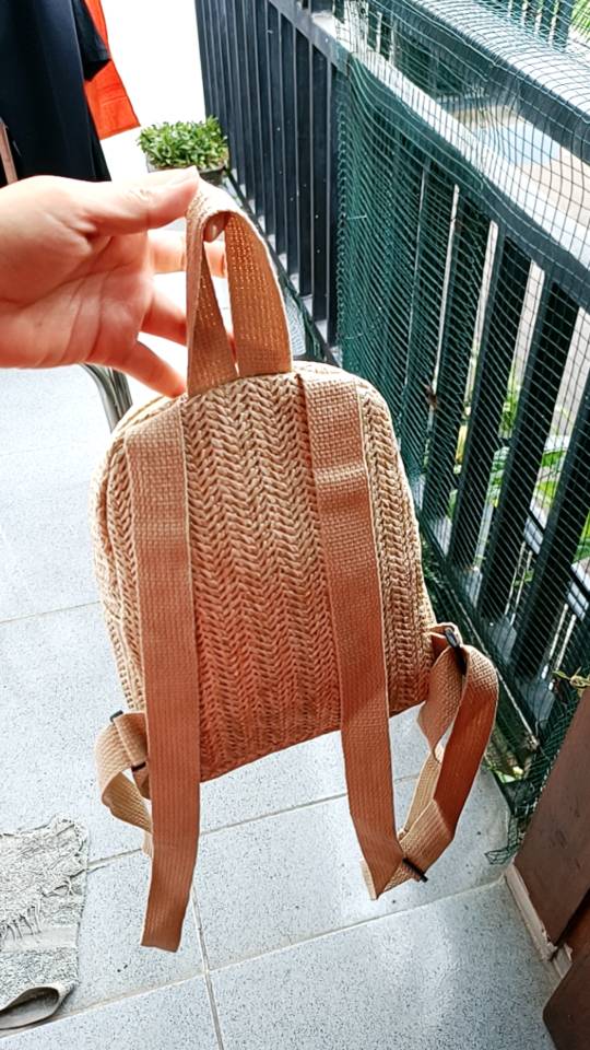 Tas Backpack Wanita Bahan Anyam Jerami Import/Tas Ransel Mini