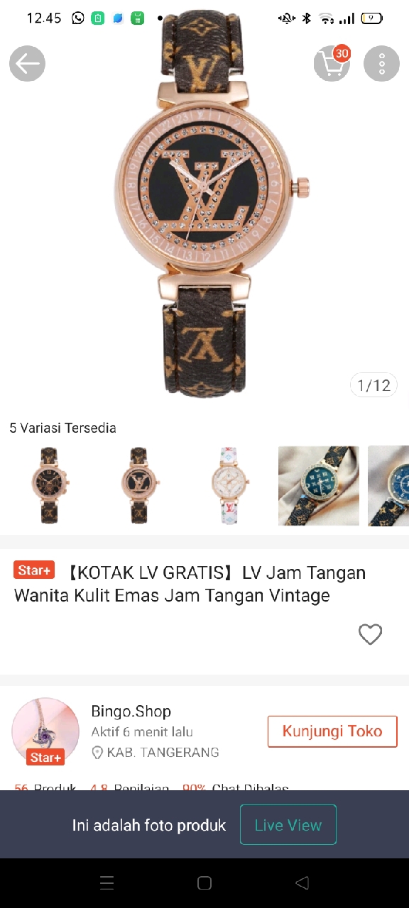 【KOTAK LV GRATIS】LV Jam Tangan Wanita Kulit Emas Jam Tangan Vintage Fashion  Kasual