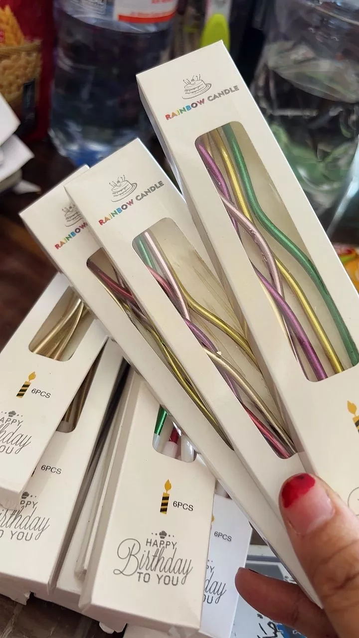 Varian Warna Pastel dan Metallic Gold Lilin Spiral Panjang