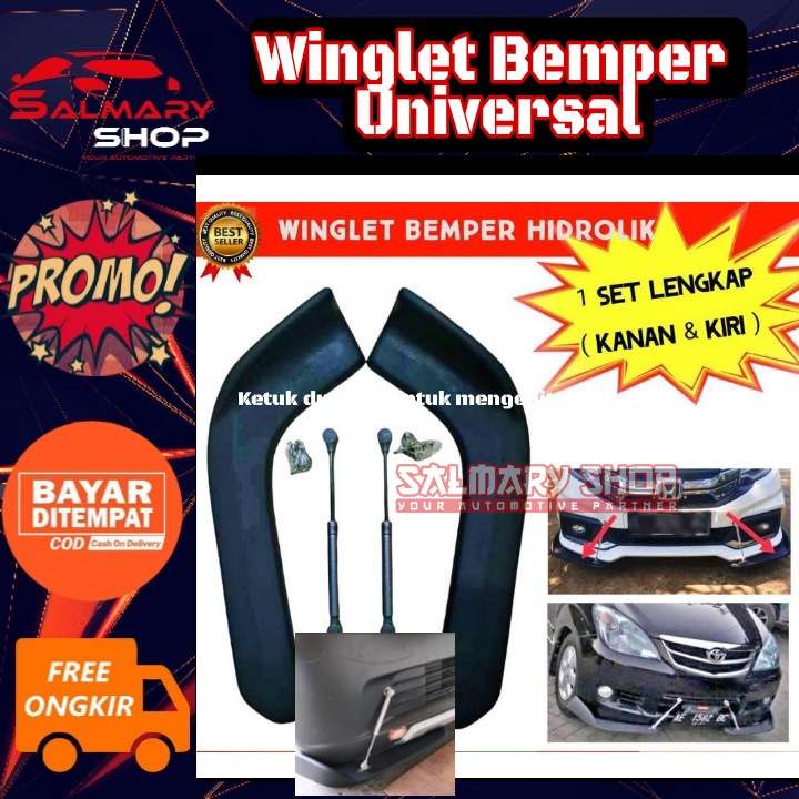 Jual Paket Winglet Bumper Dan Hidrolik Diffuser Universal Bemper Mobil Lips Winglet Mobil Truk