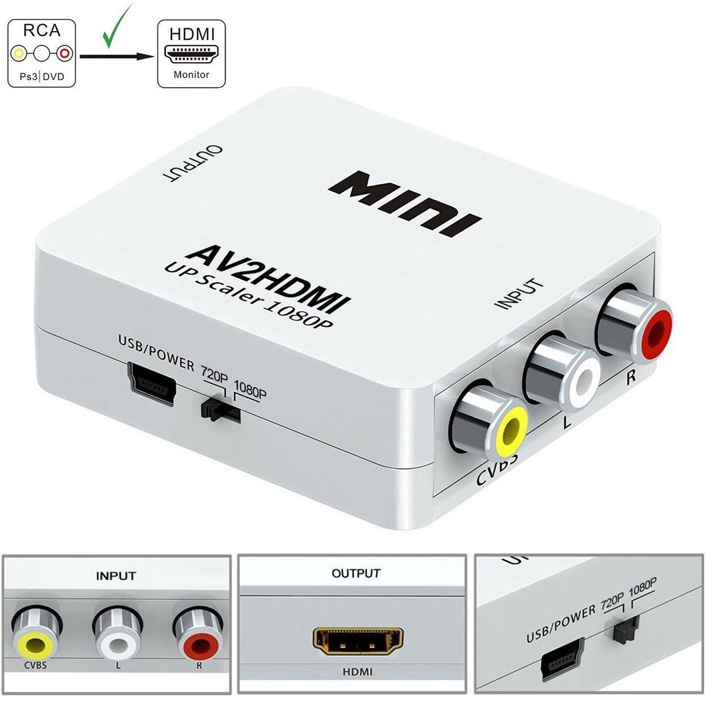 Jual Converter AV to HDMI Box Mini / Konektor Rca Av ke Hdmi / AV2HDMI