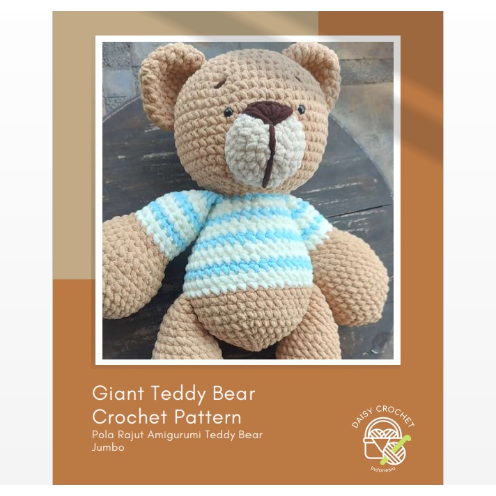 Jual Pola Rajut Amigurumi Teddy Bear Jumbo Crochet Pattern Giant
