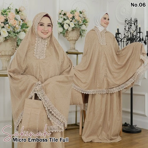 Mukena Sakinah Micro Emboss Tile Full Mukena Dewasa | AutoStock