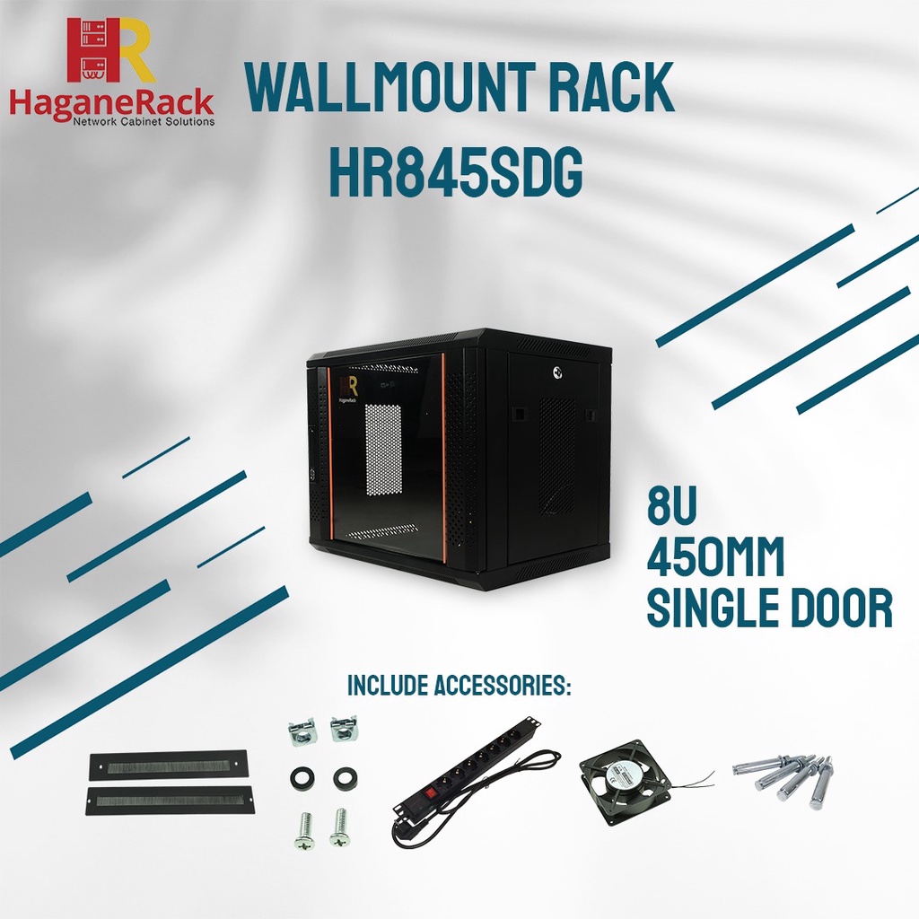 Jual Hagane Rack Server Wallmount Rack 8U Depth 450mm - HR845SDG ...