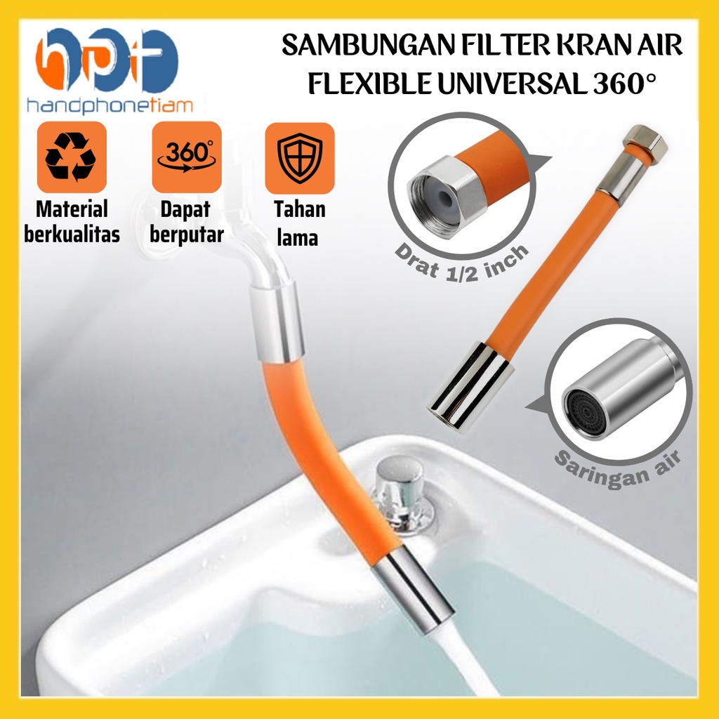 Jual Sambungan Kran Air Flexible 20cm Universal 360 Derajat Faucet Extender Elastis Selang Air 6514