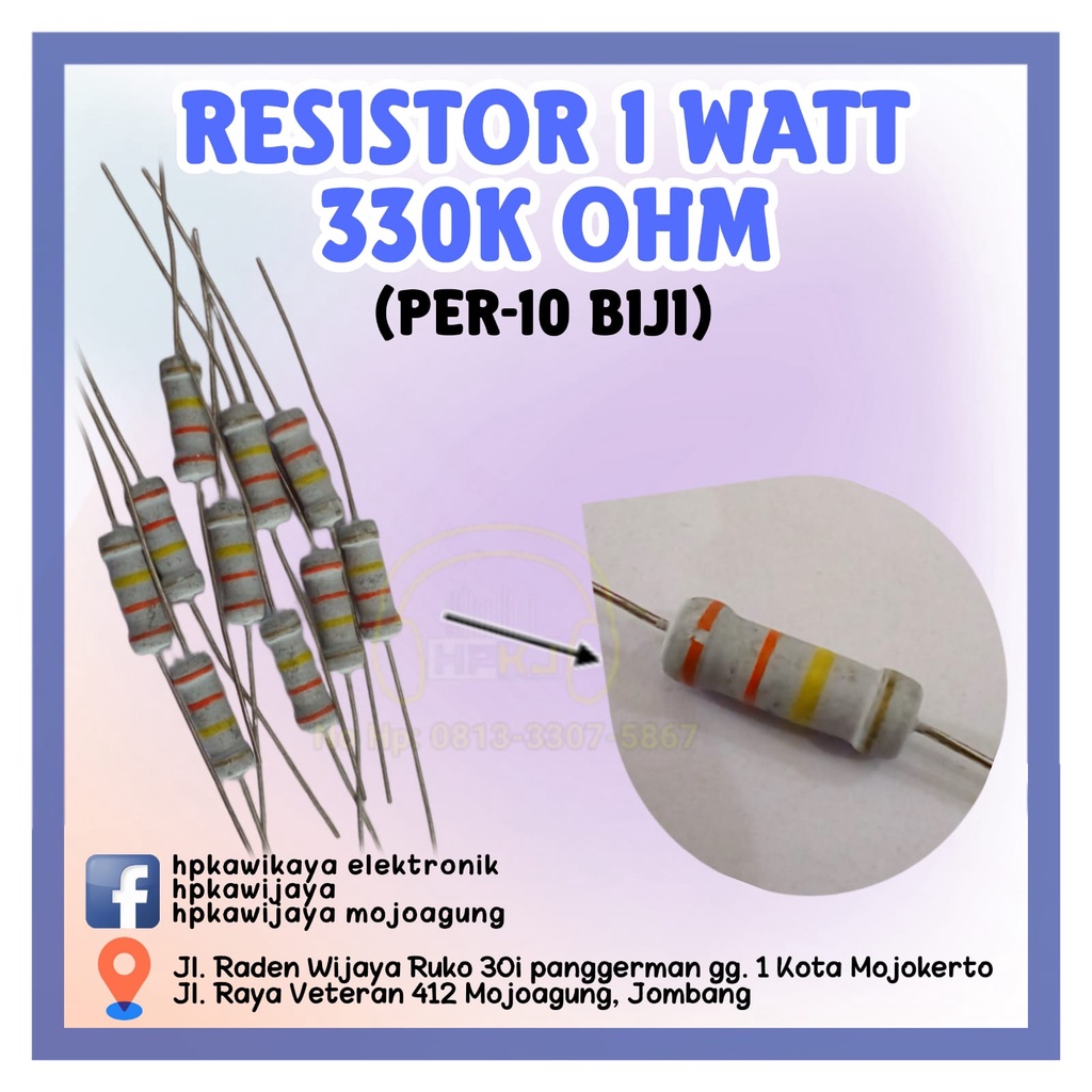 Jual ( 40PCS ) RESISTOR 1 WATT 330K OHM 1watt 330kohm R 1 watt 330K ohm ...