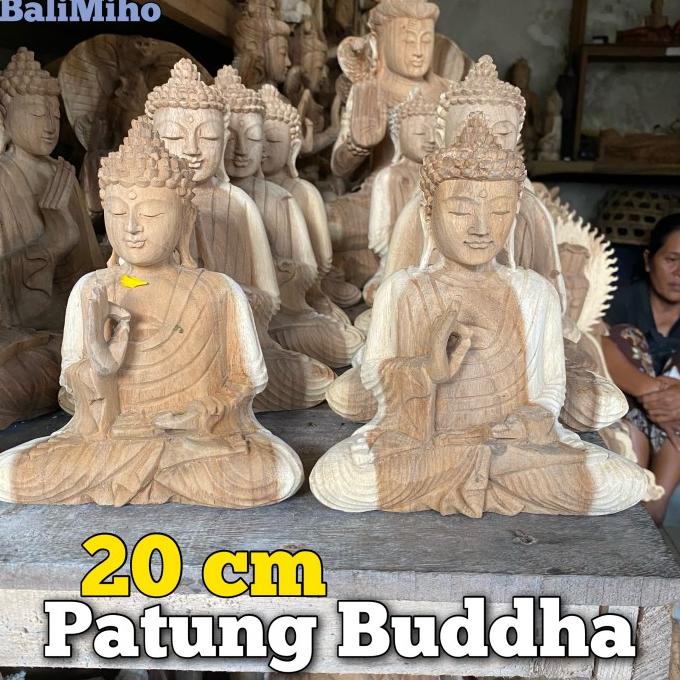 Jual Patung Buddha Kayu Patung Buda Kayu Patung Budha Kayu Pajangan Budha Shopee Indonesia