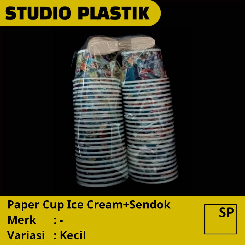 Jual Paper Cup Ice Cream + Sendok / Cup Es Krim Tanpa Tutup Shopee
