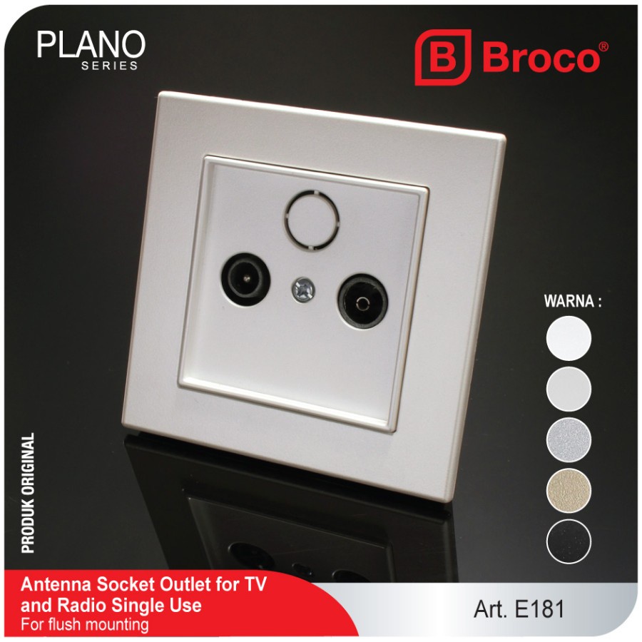 Jual Broco Antenna Socket Outlet For TV / Radio Single Use E18155S