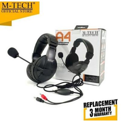 Jual Headset m-tech wired 3.5mm audio-mic stereo A4 for office-gaming ...