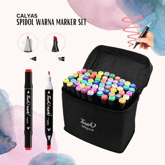 Jual Spidol Warna Permanen Dual Side Fine Art Brush Art Marker Set