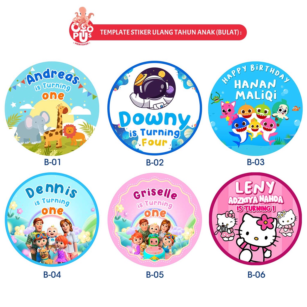 Jual Stiker Bulat Ulang Tahun Anak Label Custom | Birthday Sticker ...