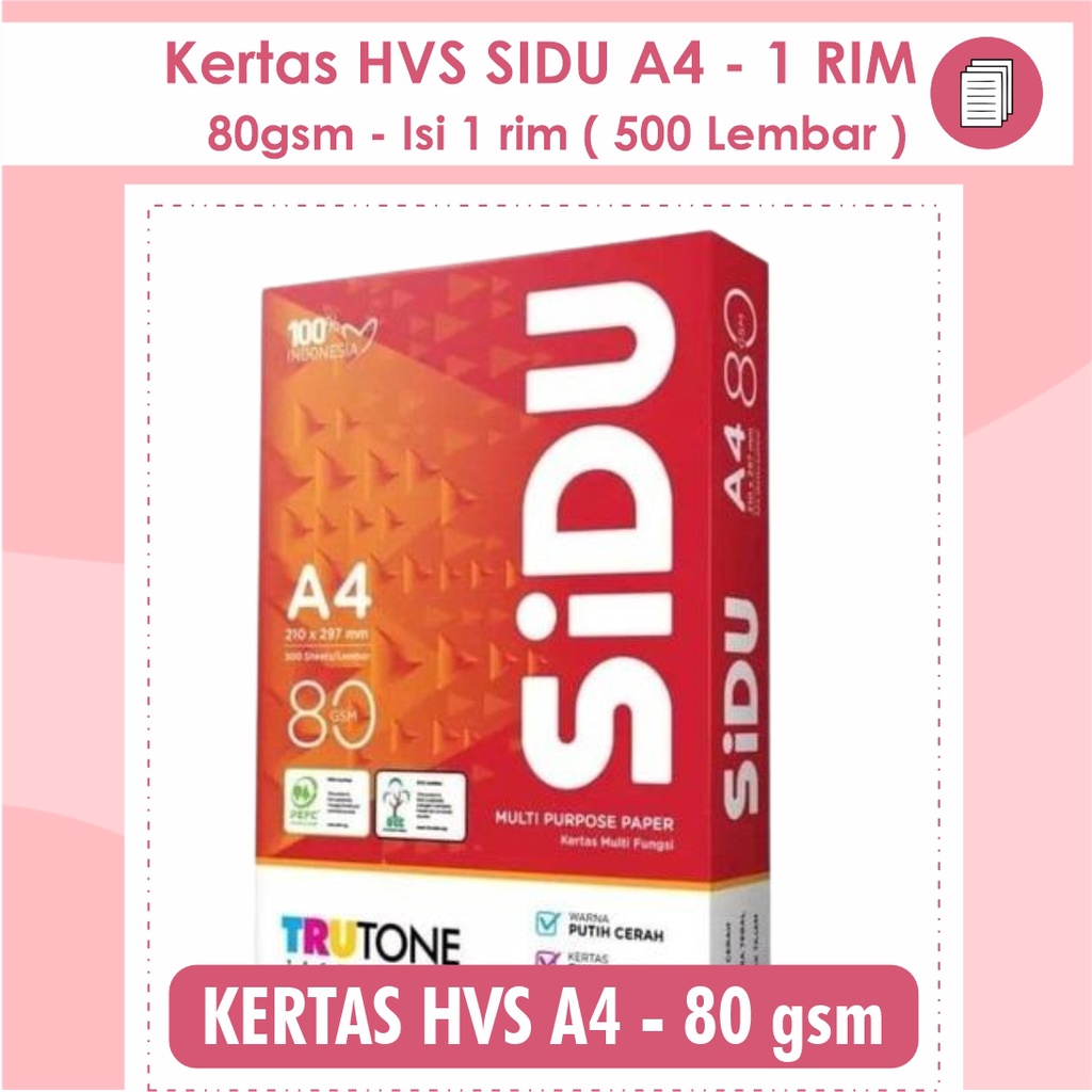 Jual Kertas HVS A4 SIDU - 80gsm | 500 Lembar | Shopee Indonesia