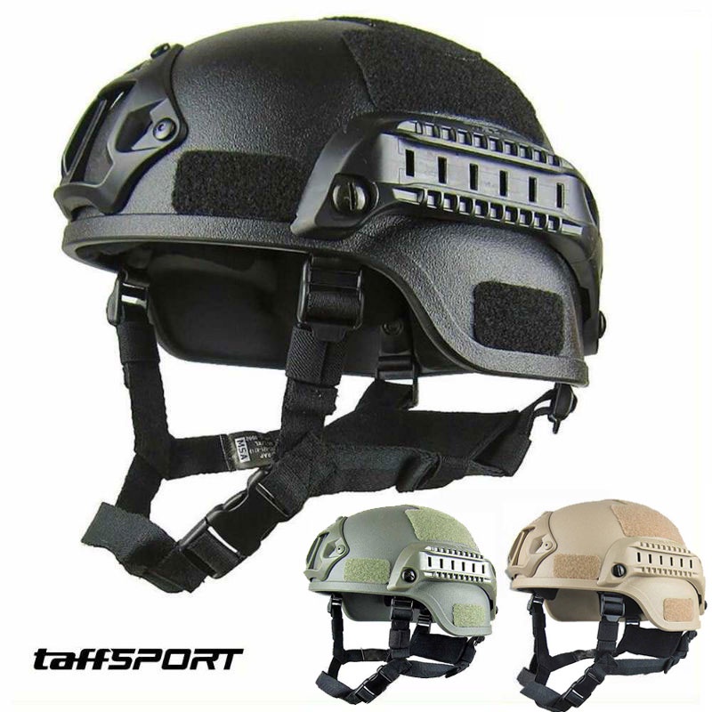 Tactische helm, airsoft leger militaire stijl PJ type snelle helm met NVG Mount Goggles voor CQB Paintball (Aanpassen BK