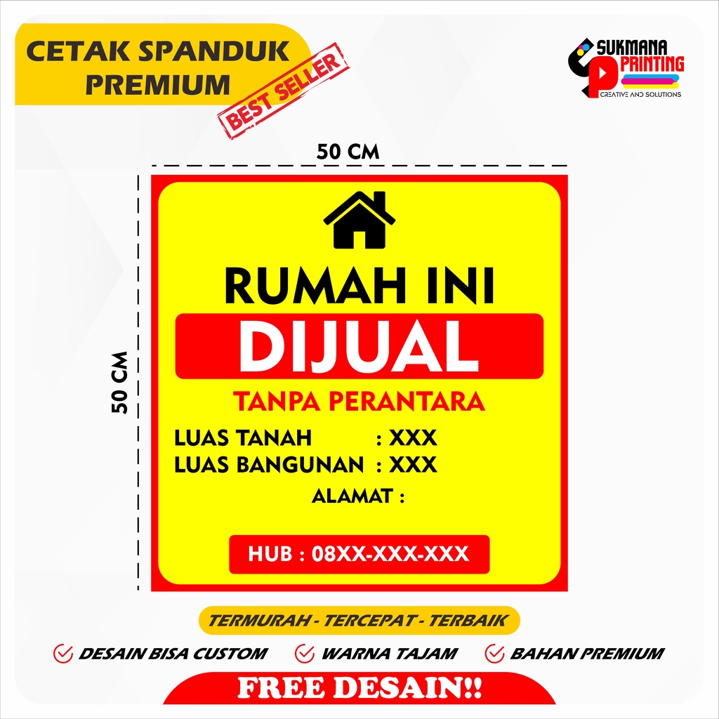Jual Spanduk Rumah Dijual - Rumah Dikontrakan - Spanduk Ruko Kosong ...
