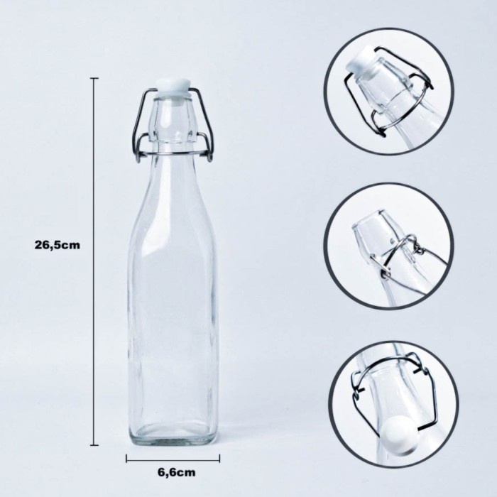 Jual Tupo Swing Bottle Kotak Botol Kaca Kait Tutup Seal Silikon 500Ml X ...