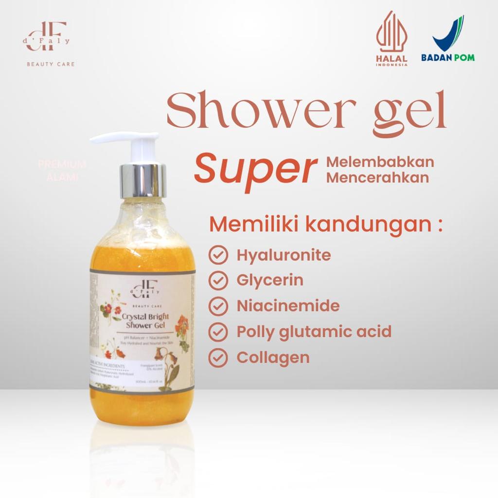 d’Faly CRYSTAL BRIGHT SHOWER GEL 300 ml Sabun mandi Super melembabkan dan mencerahkan kulit