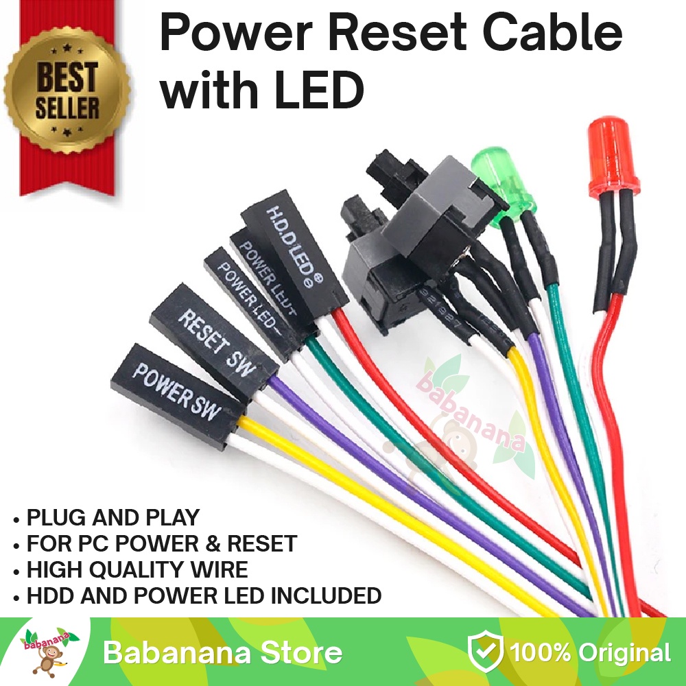 Jual PC ATX Desktop Power Reset Switch Kabel Cable Computer Case HDD