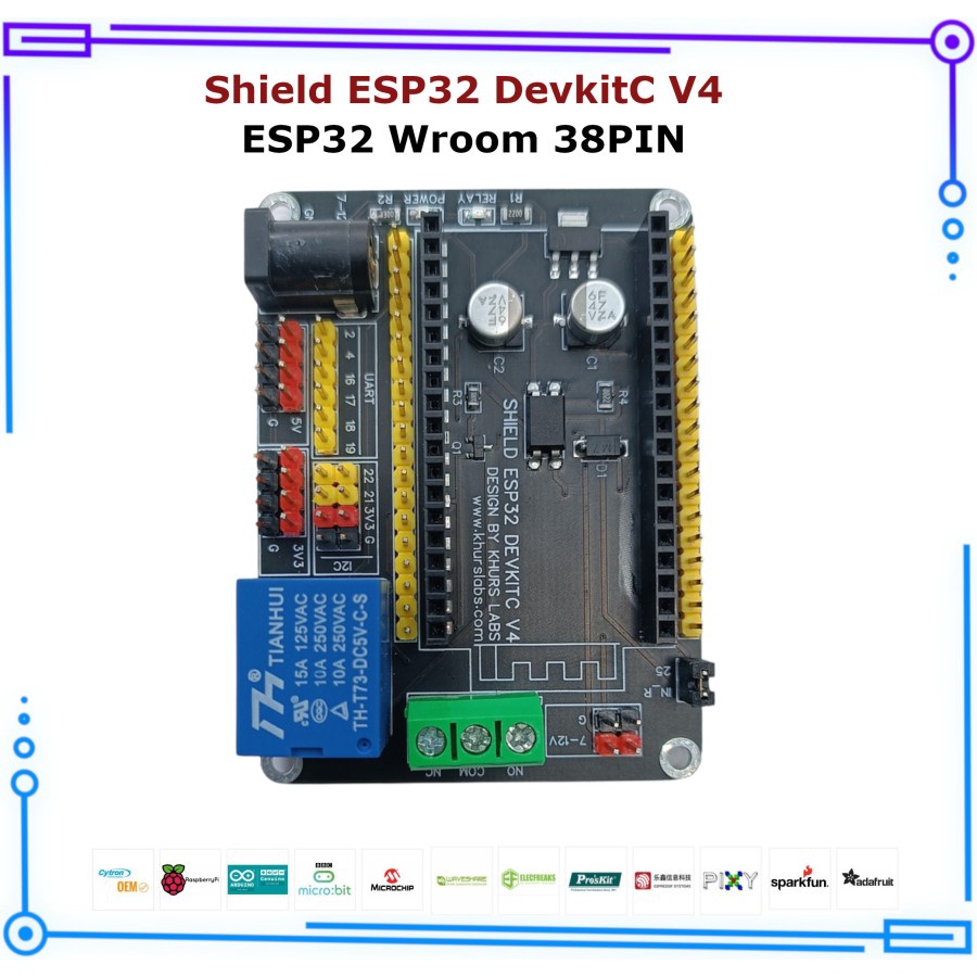 Jual IO Expansion Shield ESP32 WROOM DevkitC V4 38 Pin + Relay High ...