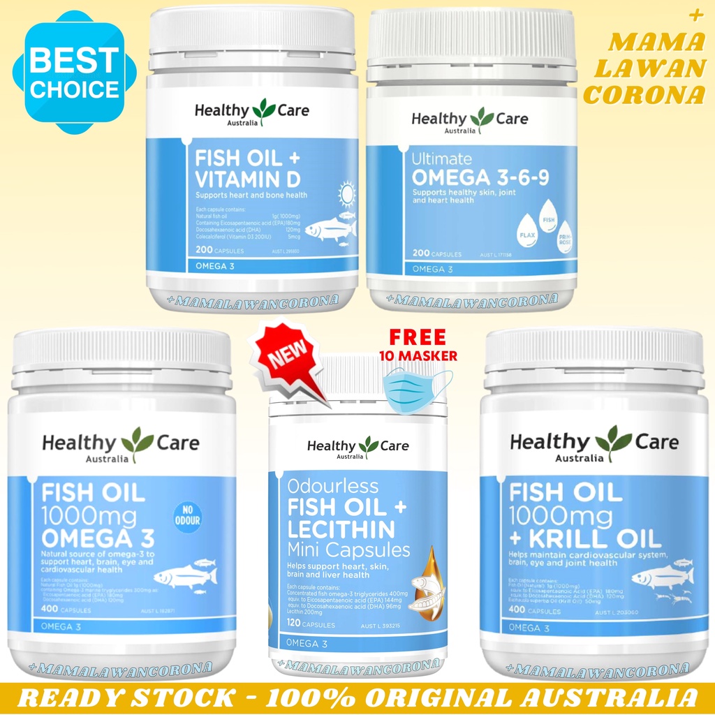 Jual HEALTHY CARE Fish Oil 1000mg 400 Capsules No Odour (Odourless) Omega3 Healty / Omega 3 1000