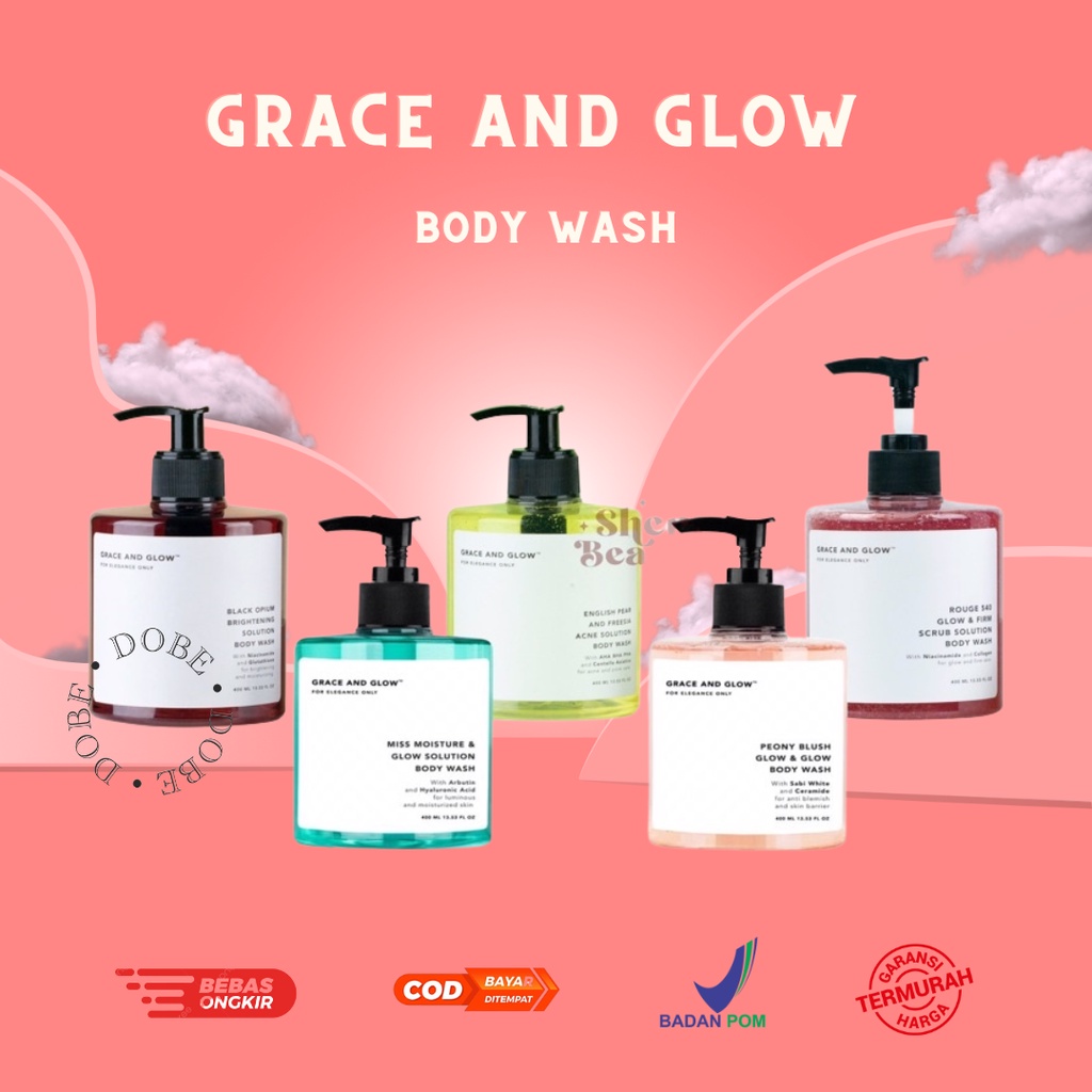 Jual Grace And Glow Body Wash Black Opium Rouge English Pear Miss Moisture Peony