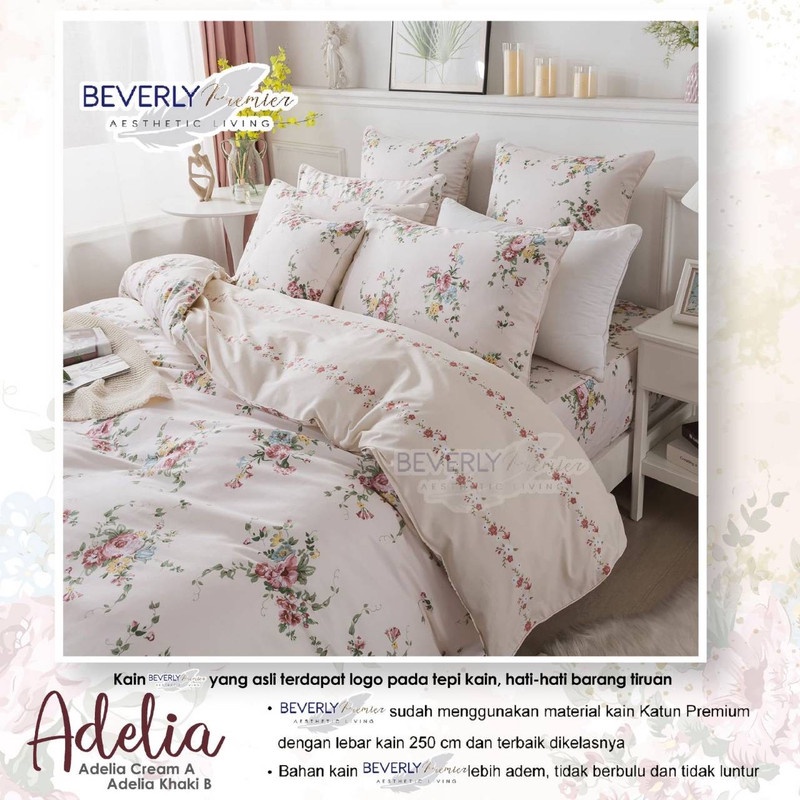 Jual Bedcover & Sprei Premium Katun BEVERLY Motif Adelia | Shopee Indonesia