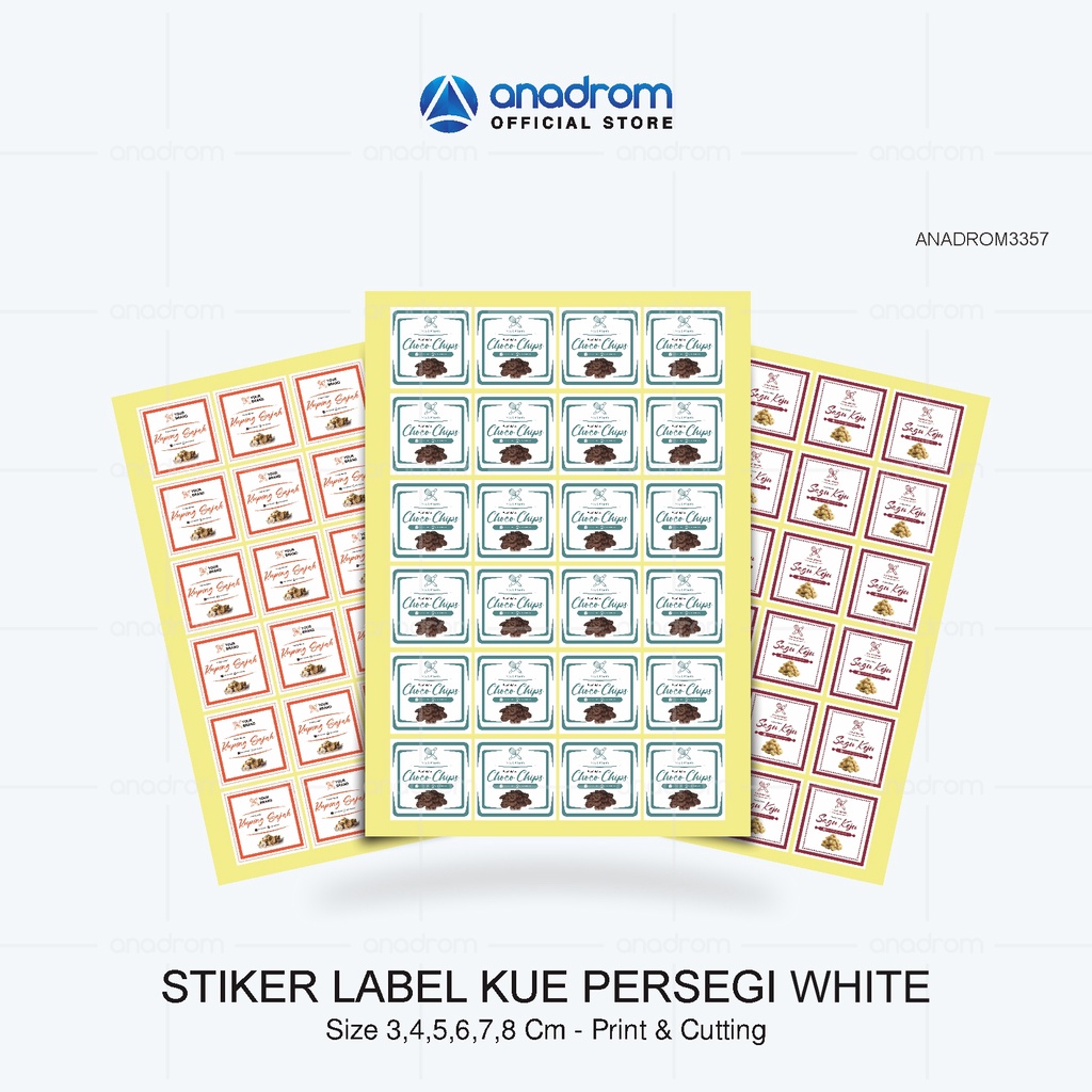 Jual Stiker Label Kue Persegi White | Sticker Label Kue Kering ...