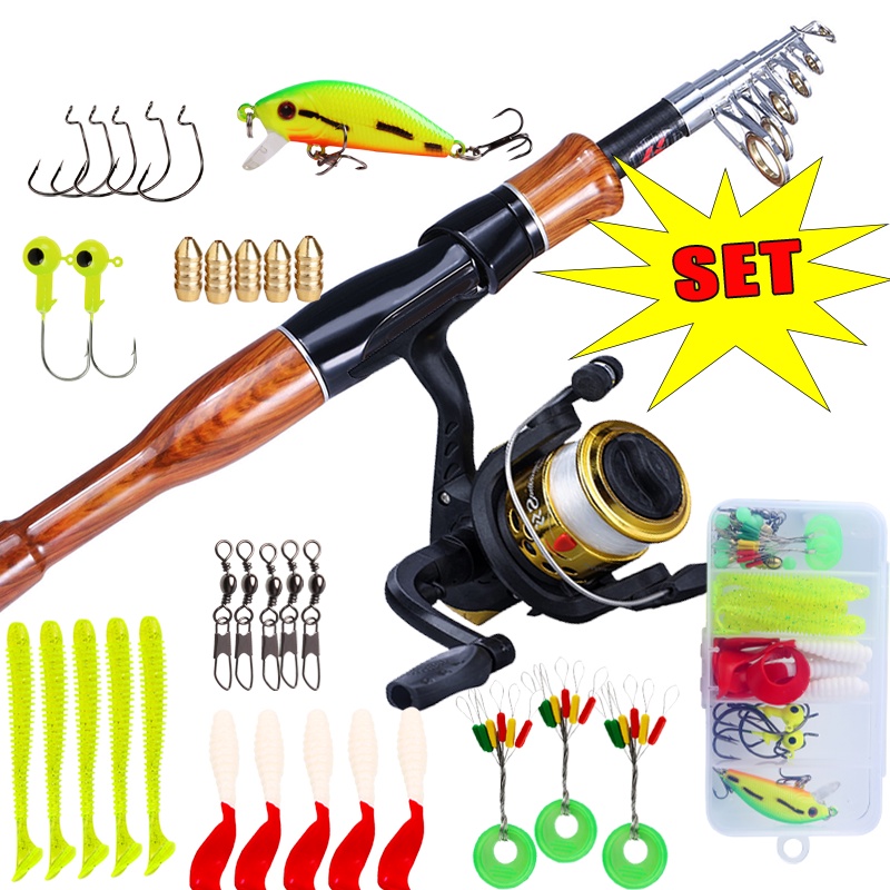 Jual Joran Pancing Set 1.60M 8 Bagian Spinning Fishing Rod Reel Set ...