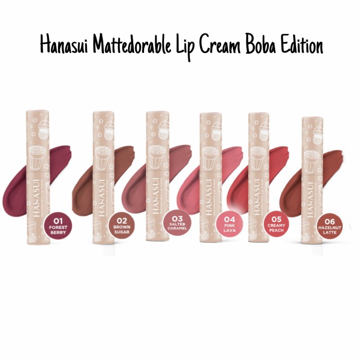 Jual Hanasui Mattedorable Lip Cream Boba Edition Shopee Indonesia 