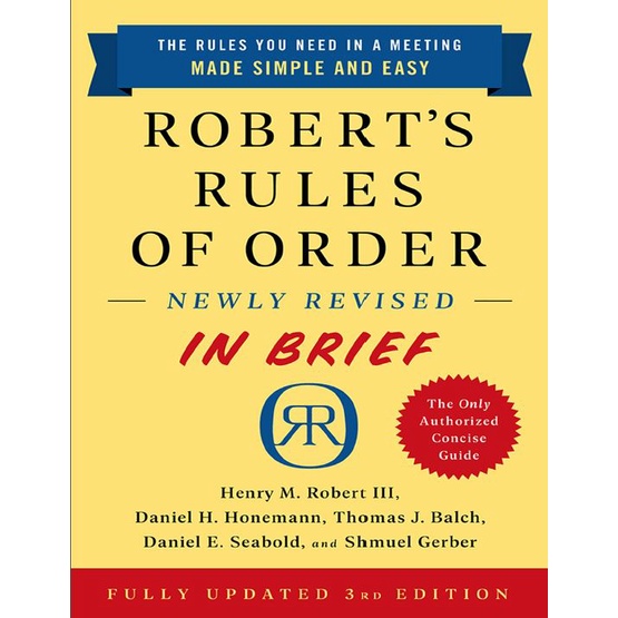 Jual roberts rules of order newly revised in brief 3rd edition