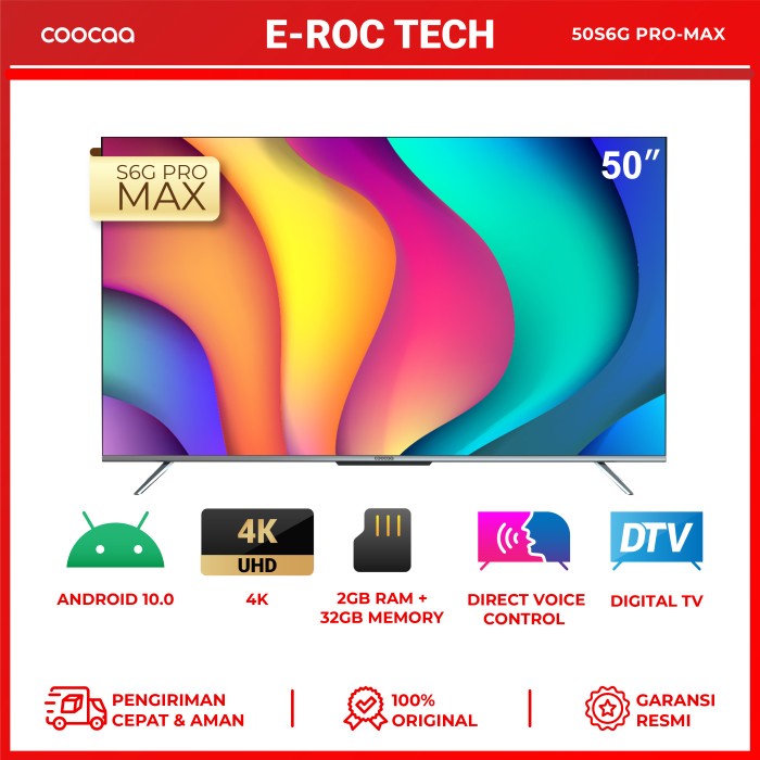 Jual COOCAA TV 50 Inch RAM 2GB MEMORI 32 GB Model 50S6G PRO MAX